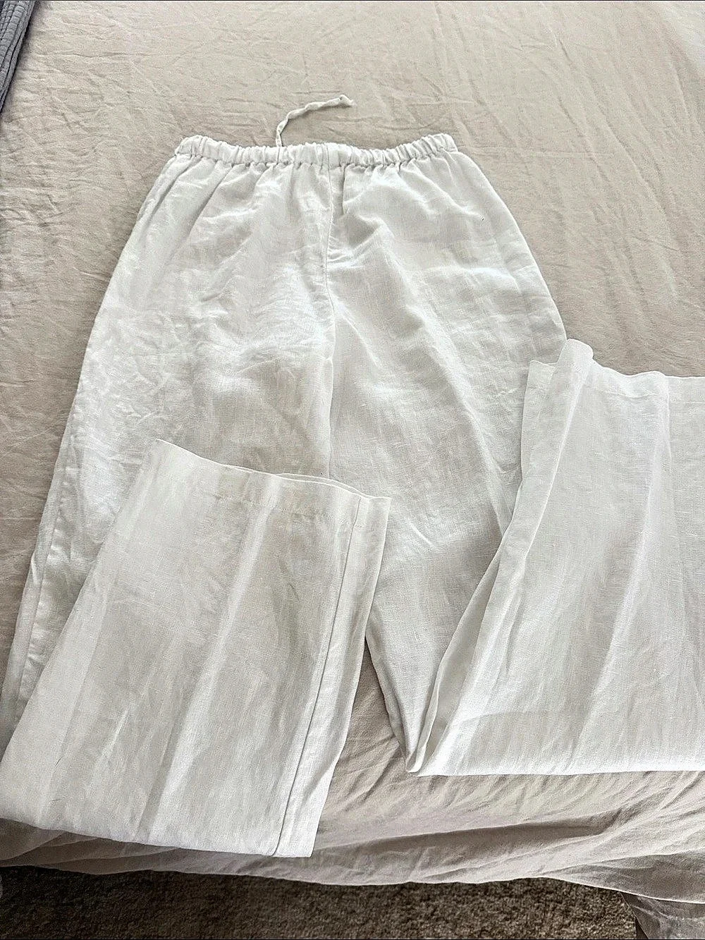 Reformation Unlined Linen Straight Leg Pants in White XS